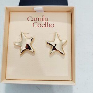 NIP Camila Coelho Gold Sand Dollar Earrings